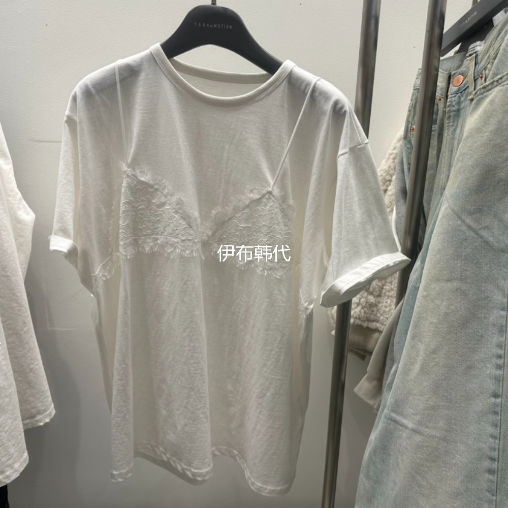 TARABY MOTION韩国东大门正品代购 蕾丝边假两件吊带背心短袖T恤,女装/女士精品,T恤,淘宝优惠券,粉丝福利购,淘宝优惠卷