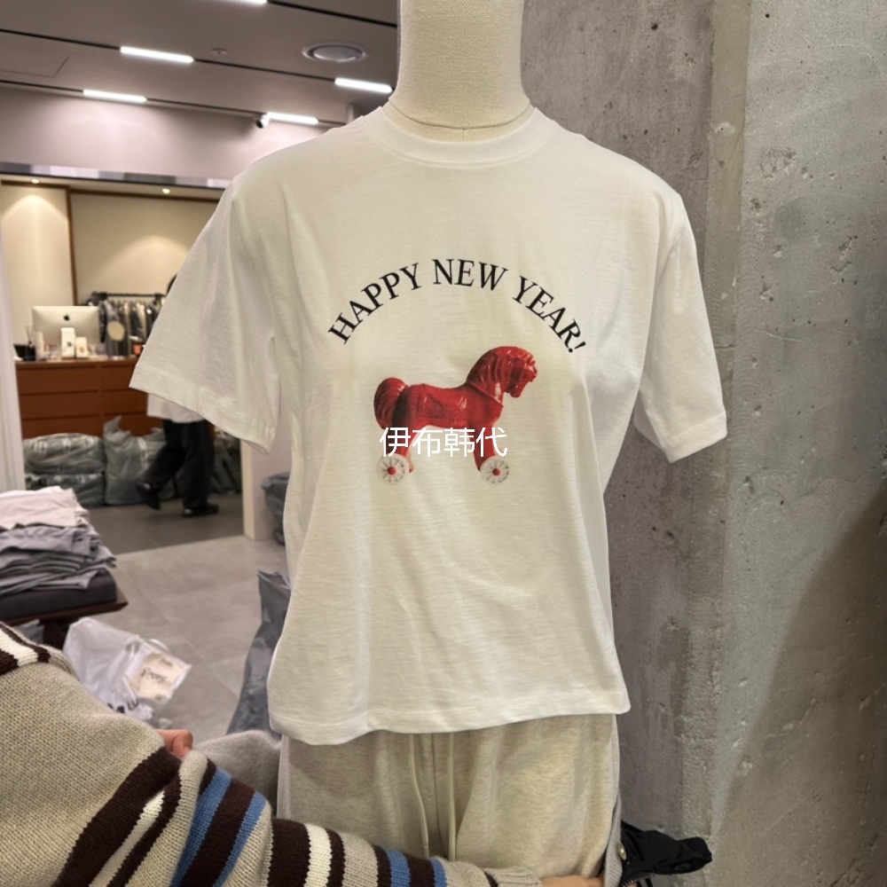 圆领休闲骏马棉质短袖T恤女