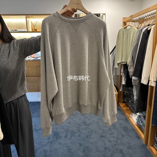 ROUNDER韩国东大门正品代购25冬款 圆领纯色休闲插肩宽松基础卫衣