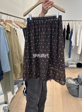 LTMS韩国东大门正品代购26夏款 松紧腰点点圆点花边半裙中裙