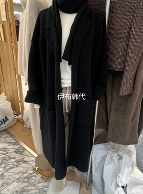 THE STARDUST韩国东大门代购26 翻领西服领长款羊毛针织开衫外套