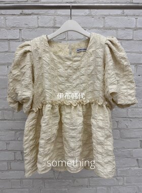 木耳边泡泡袖宽松娃娃衫衬衫