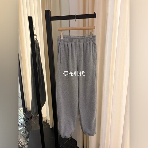 冬款口袋字母磨毛加绒卫裤