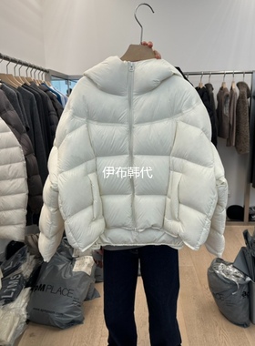 LTMS韩国东大门正品代购冬款 连帽纯色横纹面包服短款羽绒服外套