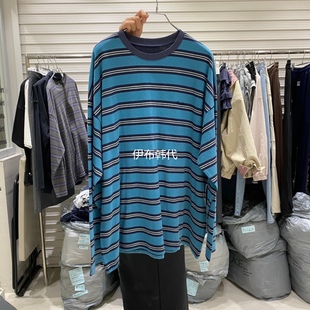 BRICKLANE韩国东大门正品代购26春 圆领休闲条纹简约宽松长袖T恤