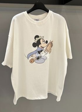 CREDITO韩国东大门正品代购26春款 圆领休闲卡通老鼠宽松短袖T恤