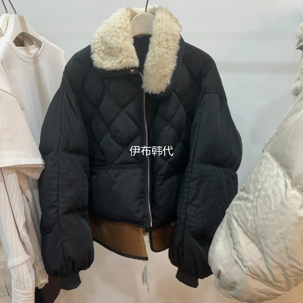 AIME HOPEMAKE韩国东大门正品代购冬 毛领翻领拼接羽绒服外套夹克