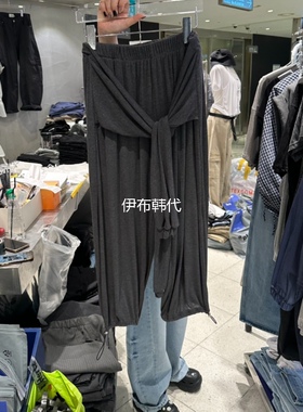 HERTZ韩国东大门正品代购26夏款 松紧腰假两件裤脚抽绳八分裤女