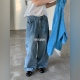 RAIN韩国东大门正品 代购 26春 RIVER 水洗做旧口袋宽松直筒牛仔裤