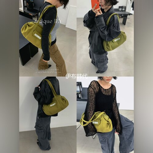 口袋圆柱布包拎包挎包女包