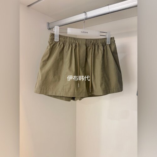 松紧腰纯色抽绳短款时尚短裤