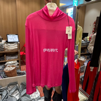 彩色纯色高领薄款休闲长袖T恤女