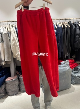 CONNAUGHT韩国东大门正品代购冬款 松紧腰字母摇粒绒休闲直筒卫裤