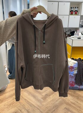 连帽后背卡通老鼠拉链卫衣外套
