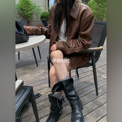 翻领意大利真皮夹克皮衣衣外套
