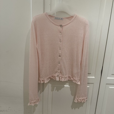 木耳边飞边花边薄款针织开衫