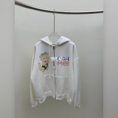 SEOLO韩国东大门正品代购25冬款 连帽拉链可爱小猫字母卫衣外套