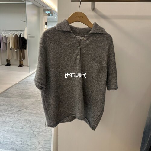 翻领休闲纽扣短袖休闲针织衫