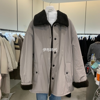 冬款翻领棉绒内里棉服外套