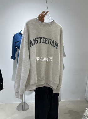 NEROLI 36韩国东大门正品代购25秋款 圆领休闲字母棉质宽松卫衣