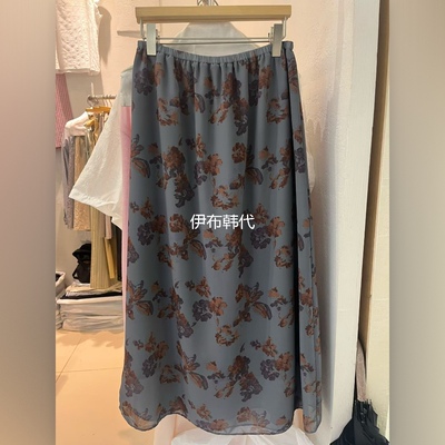 松紧要彩色大花朵半裙长裙