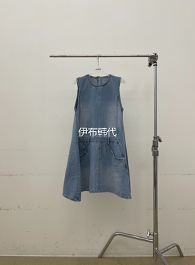 ATMOSPHERE韩国东大门代购26春 磨白水洗做旧背心裙连衣裙牛仔裙