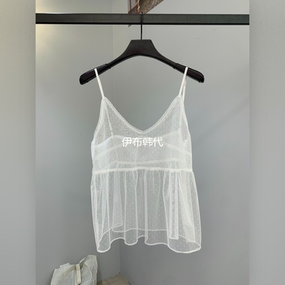 透明蕾丝点点打底吊带背心