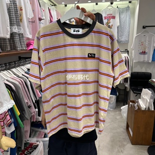 EVE韩国东大门正品代购26夏款 圆领休闲简约条纹棉质短袖T恤女