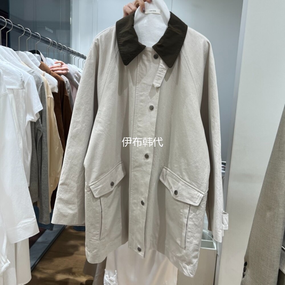 VERVEINE韩国东大门正品代购26春款 翻领休闲口袋中长风衣外套