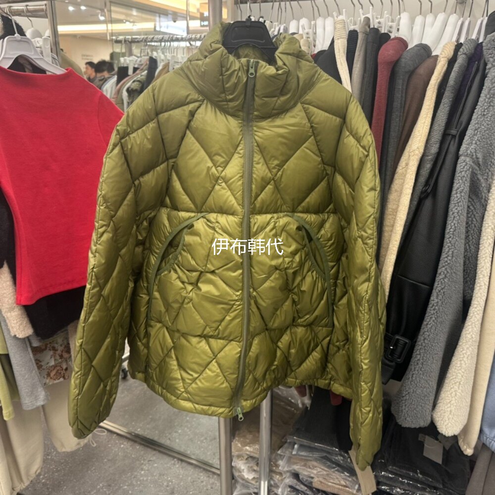 OURWAVE/OUR ROOM韩国东大门正品代购26冬款 立领格纹羽绒服外套