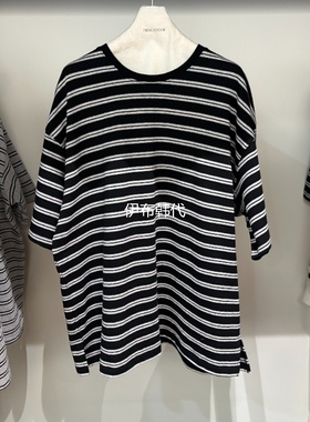 FRENCH DOOR韩国东大门代购26春款 圆领休闲简约条纹宽松短袖T恤