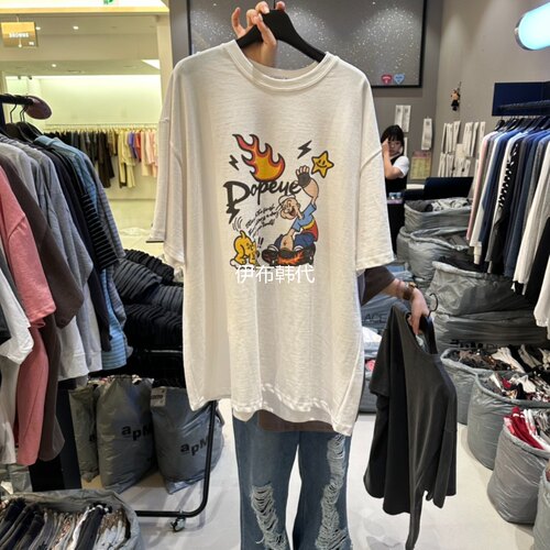 圆领休闲卡通水手宽松T恤