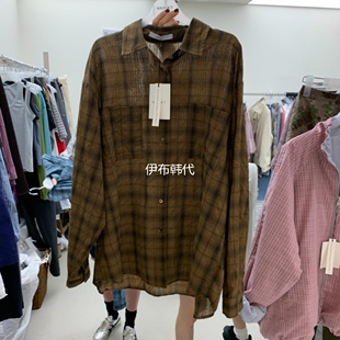 口袋宽松衬衫 SOLD 翻领休闲格子薄款 26春 OUT韩国东大门正品 代购