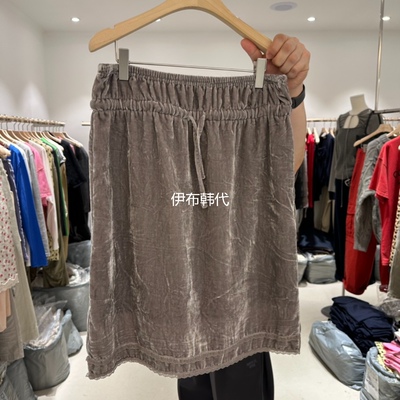 26秋松紧丝绒天鹅绒抽绳半裙
