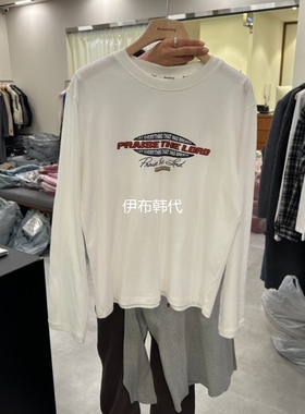 REMAKING韩国东大门正品代购25冬款 圆领休闲字母简约长袖T恤女