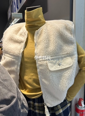 EL BOSQUE韩国东大门正品代购25冬 圆领仿羊羔毛绒摇粒绒抽绳马夹