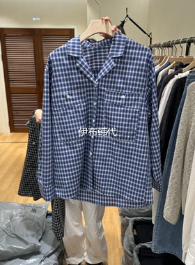 GILLI 韩国东大门正品代购26春款 翻领西服领小格子气质衬衫