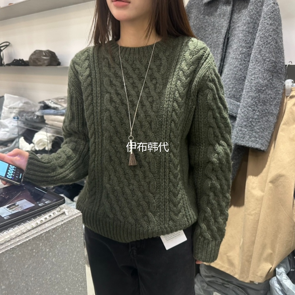 复古花纹菱形格羊毛针织衫毛衣