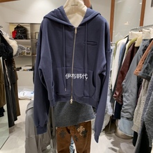 TEMPTING韩国东大门正品代购25冬款 连帽刺绣字母休闲卫衣短外套