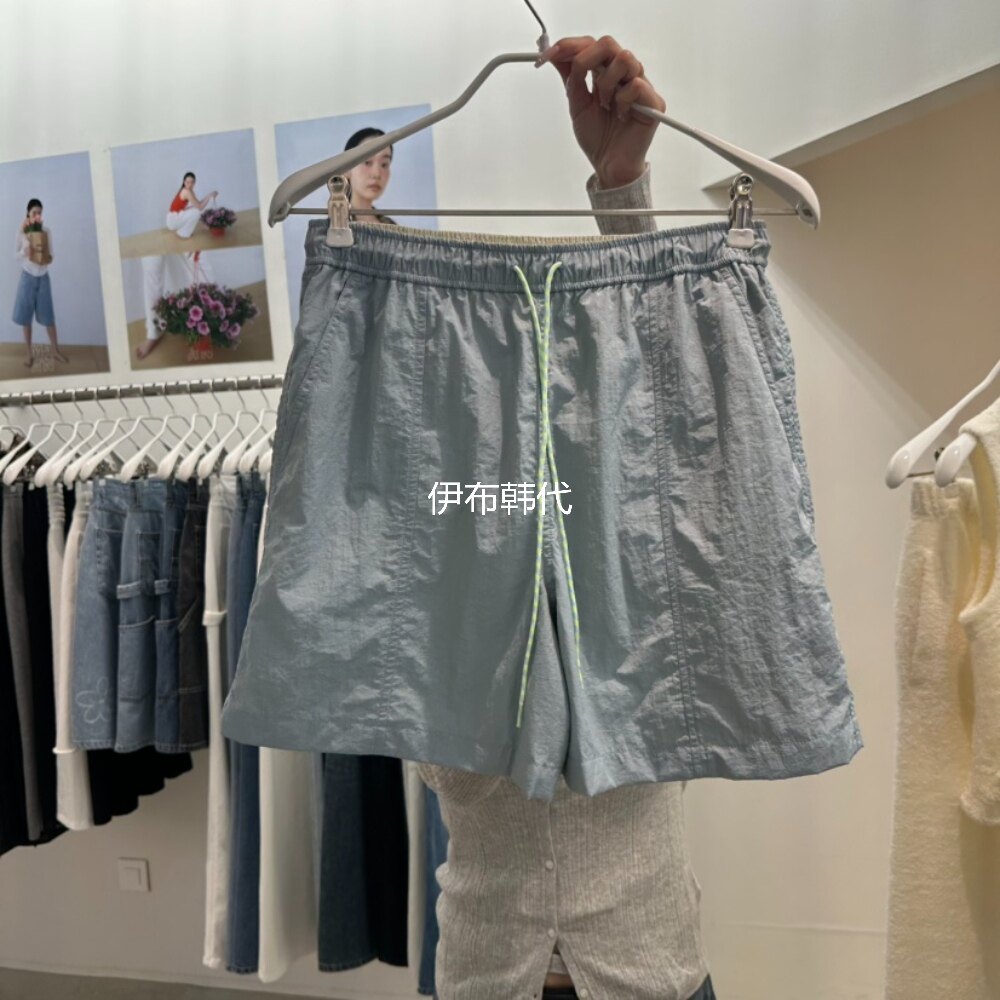 MARAN韩国东大门正品代购26夏款 松紧腰滑料裤线抽绳休闲短裤女