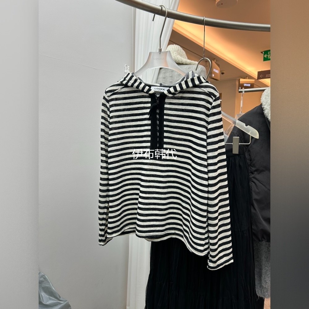 LOOKK/MIMME韩国东大门正品代购26春款 连帽拉链套头条纹卫衣女,女装/女士精品,卫衣/绒衫,淘宝优惠券,粉丝福利购,淘宝优惠卷