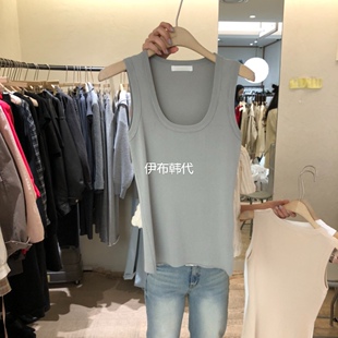 W AND J韩国东大门正品代购26春款 纯色休闲大领修身针织打底背心