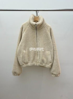 COMETE韩国东大门正品代购25冬款 立领仿羊羔毛绒保暖宽松短外套