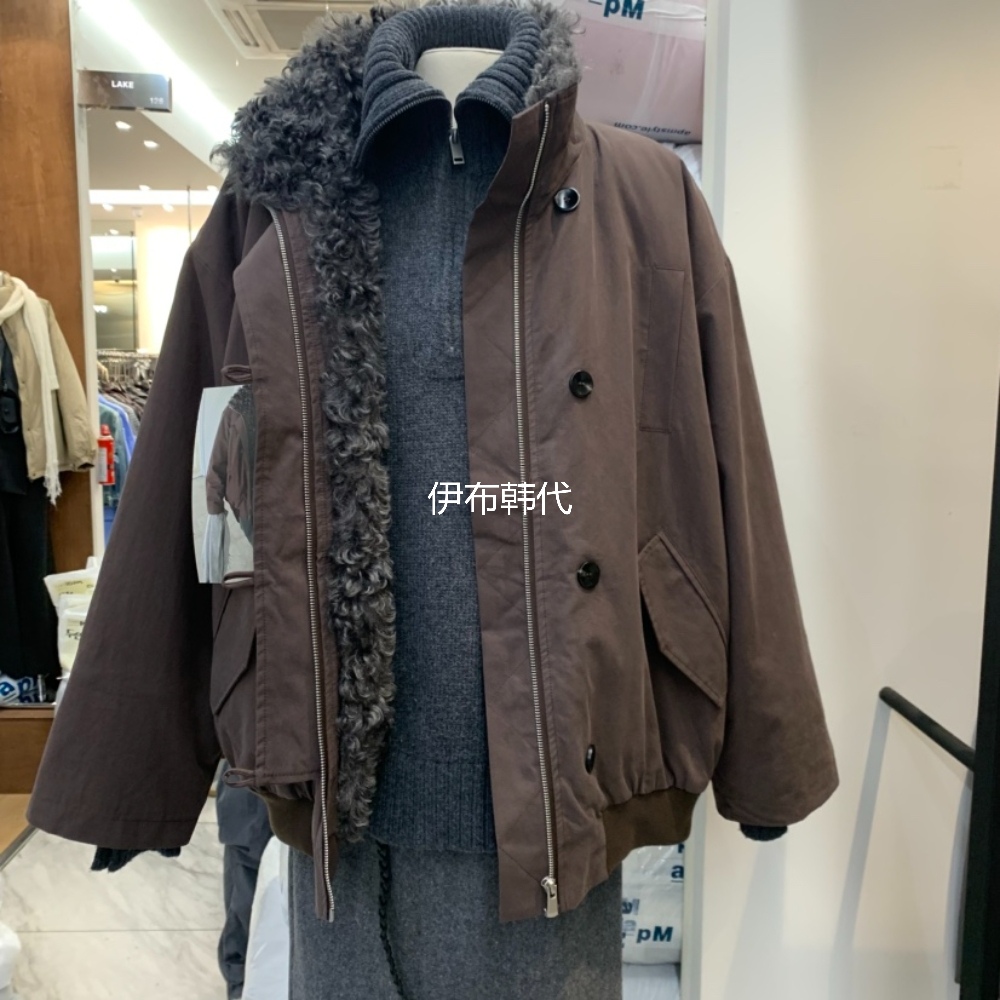 仿羊羔毛领内里棉衣夹克外套