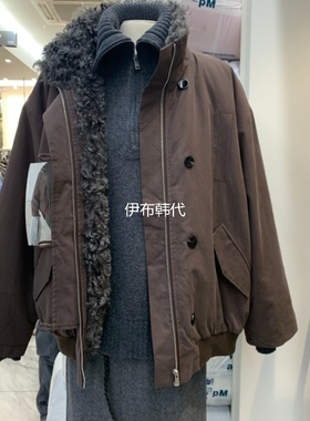 FORTH 韩国东大门正品代购25冬款 仿羊羔毛领内里棉衣夹克外套