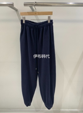 SELECT MARKET韩国东大门正品代购25冬 松紧腰纯色摇粒绒抽绳卫裤