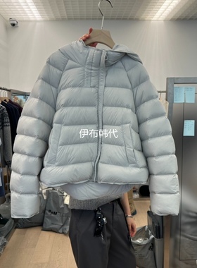 LTMS韩国东大门正品代购25冬款 连帽纯色拉链插肩短款羽绒服外套