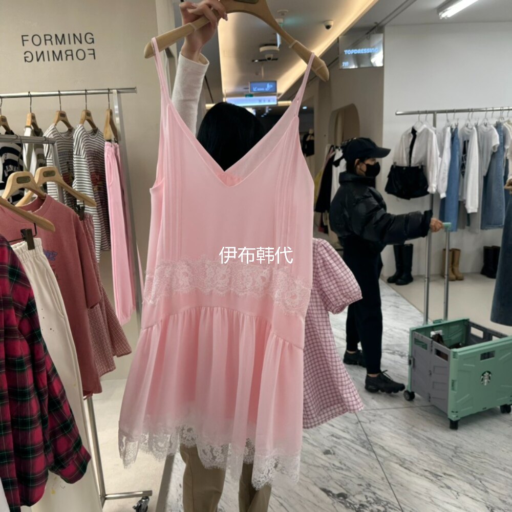 FORMING韩国东大门正品代购26春款 V领蕾丝边吊带裙连衣裙女