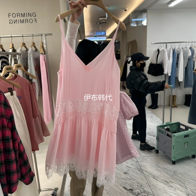 26春款V领蕾丝边吊带裙连衣裙女