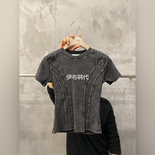 THE 26春款 圆领水洗磨白做旧炒色短袖 T恤 VETIVER韩国东大门代购